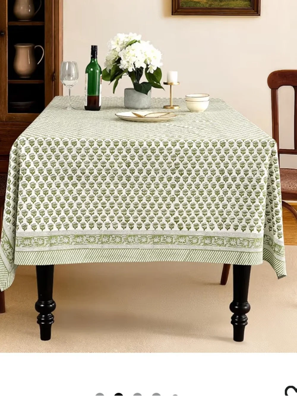 CPC Tablecloth 100% Cotton 60x60 Inch Indian Block Print Square Table Cover,